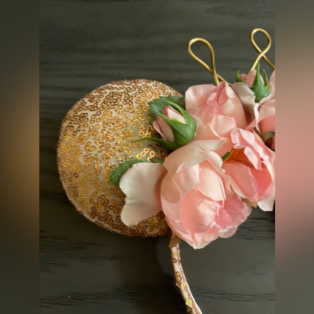 Custom Floral Princess Rose Gold Disney Ears - Picture 2 of 5